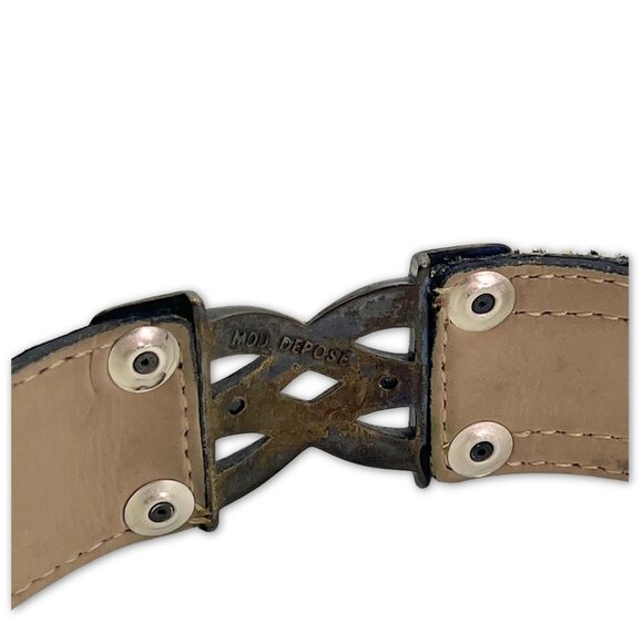 CACHE Cheetah Print Calf Hair & Suede Metal Spacer Vintage Western Belt Size M - Picture 5 of 7